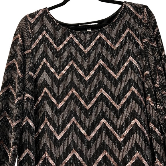 STUDIO 1 Black and Gold Glitter Chevron Dress - Picture 3 of 8